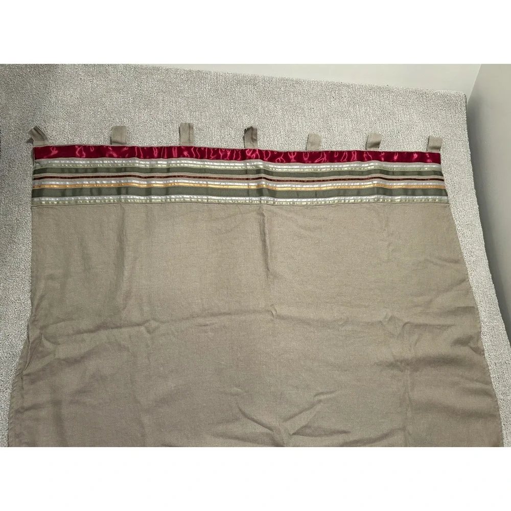Pottery Barn 48x84 Linen Curtain‎ Panel Tab Top Window taupe satin stripe